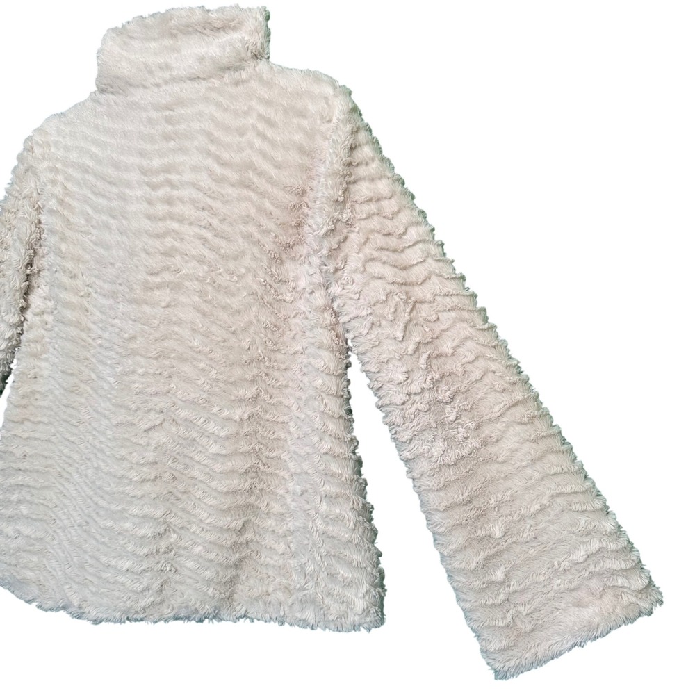Patagonia Womens Jacket M Pelage Raschel Fleece Fur Wrap Asymmetrical Cream - Picture 12 of 13